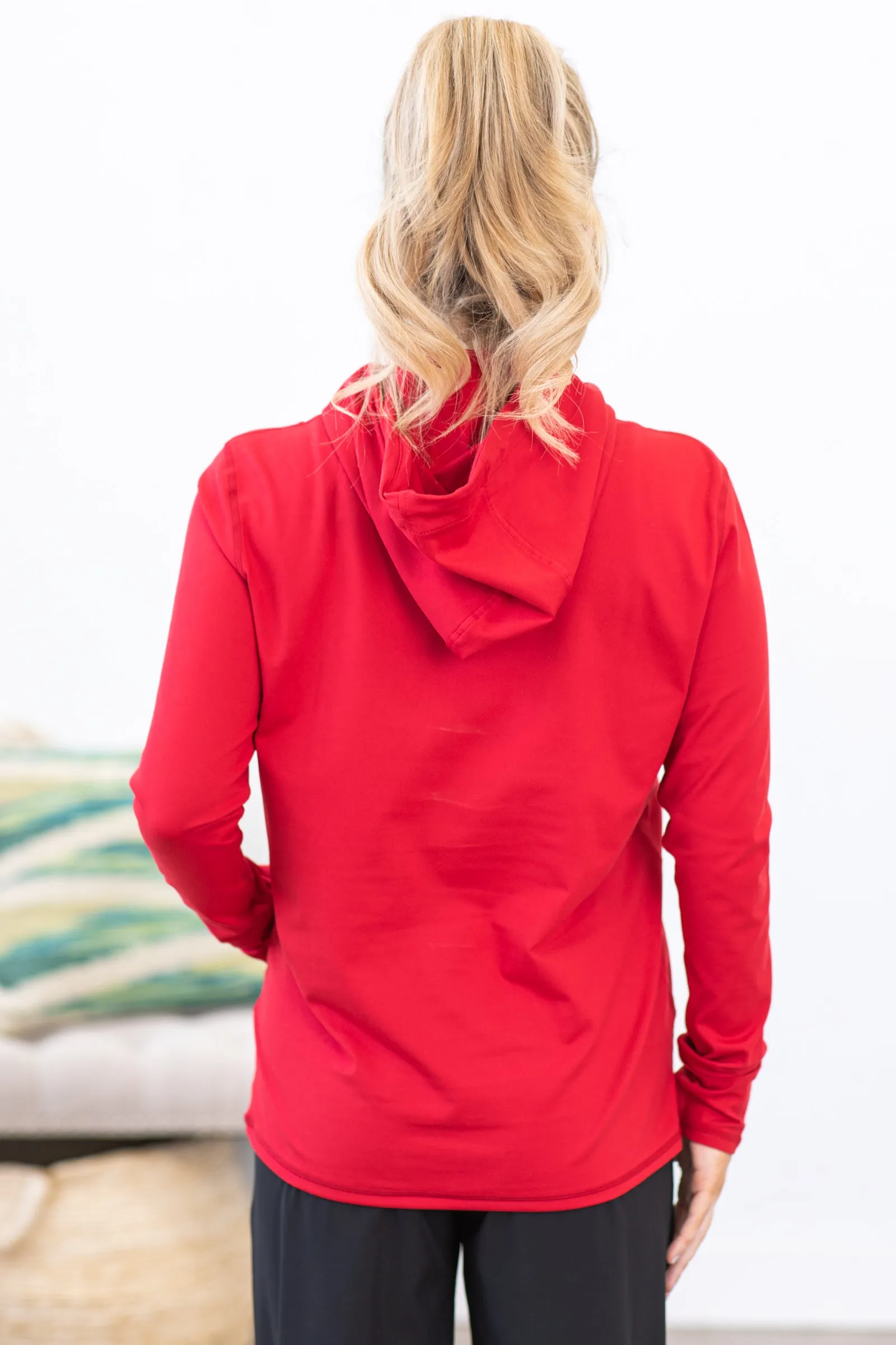 Red Hooded Active Top