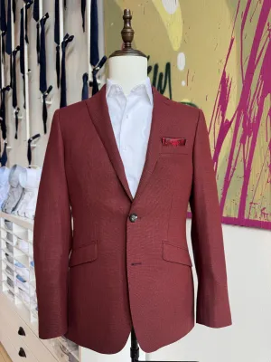 Red Italian Hopsack Blazer