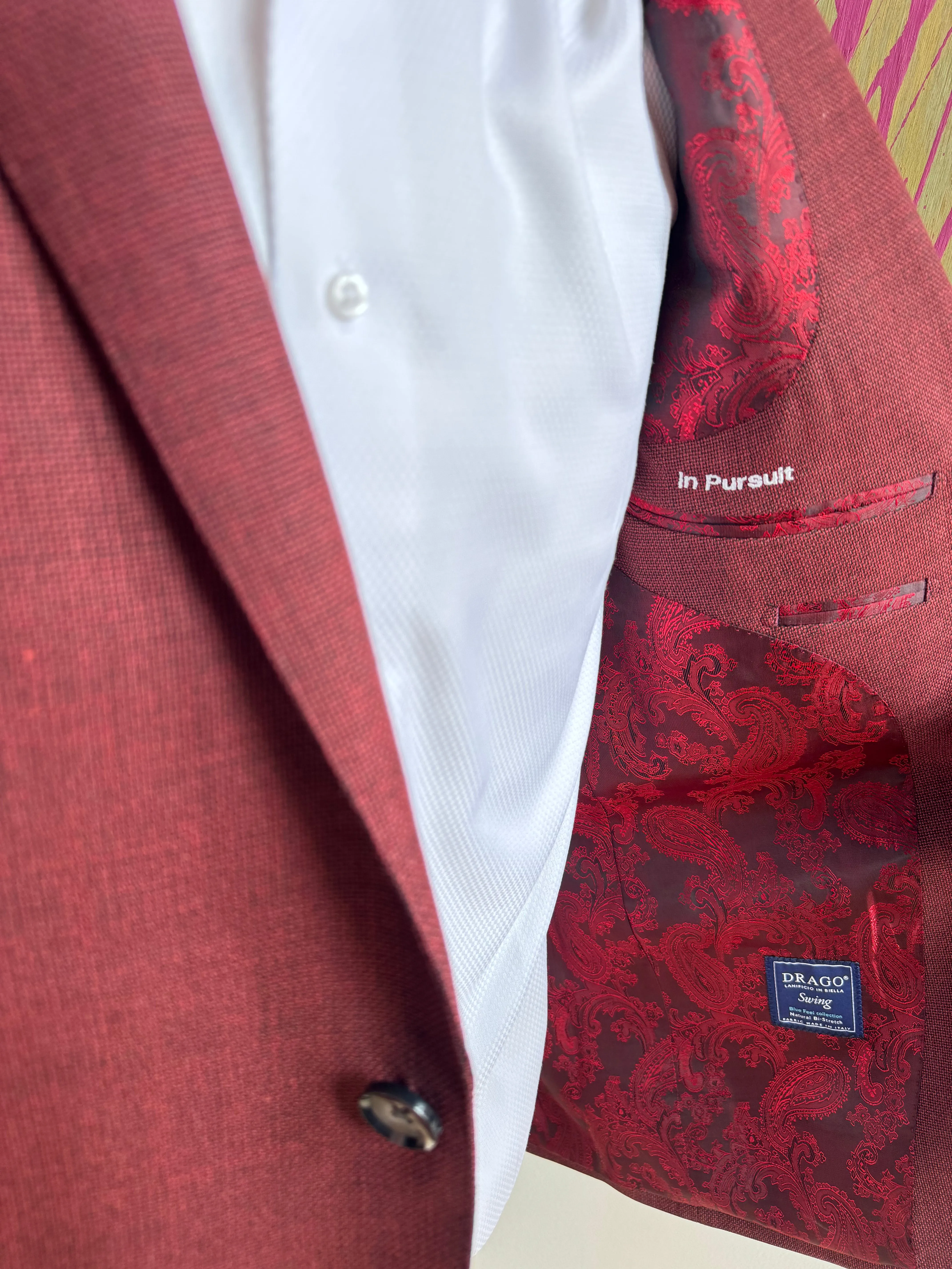 Red Italian Hopsack Blazer