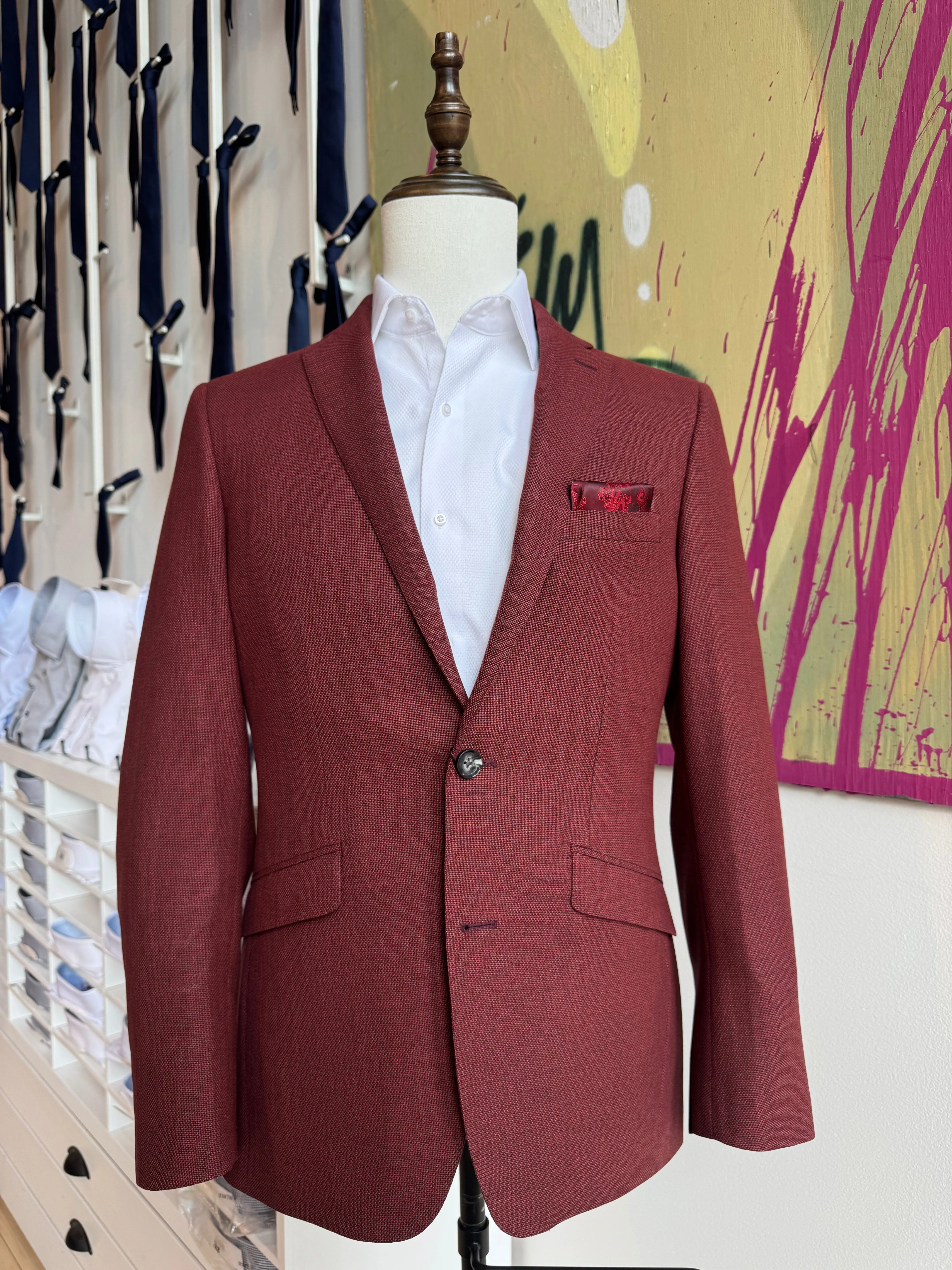 Red Italian Hopsack Blazer
