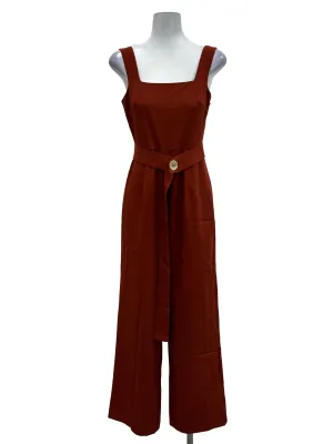 Red Square Neck Sash Jumpsuit OSN