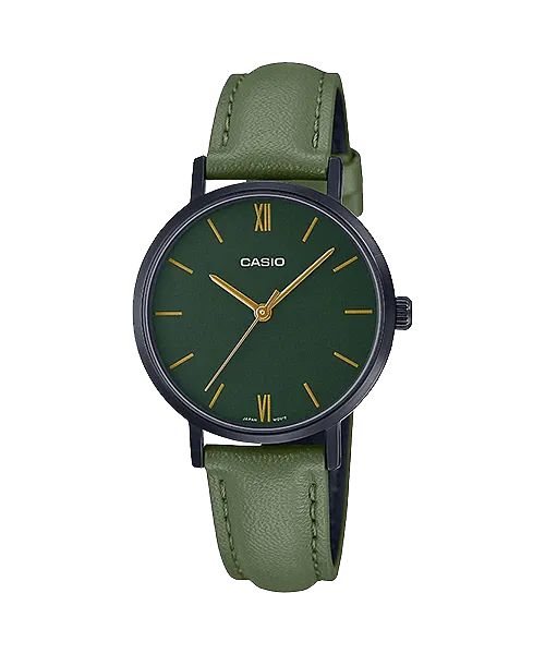 Reloj casual correa de cuero LTP-VT02BL-3A