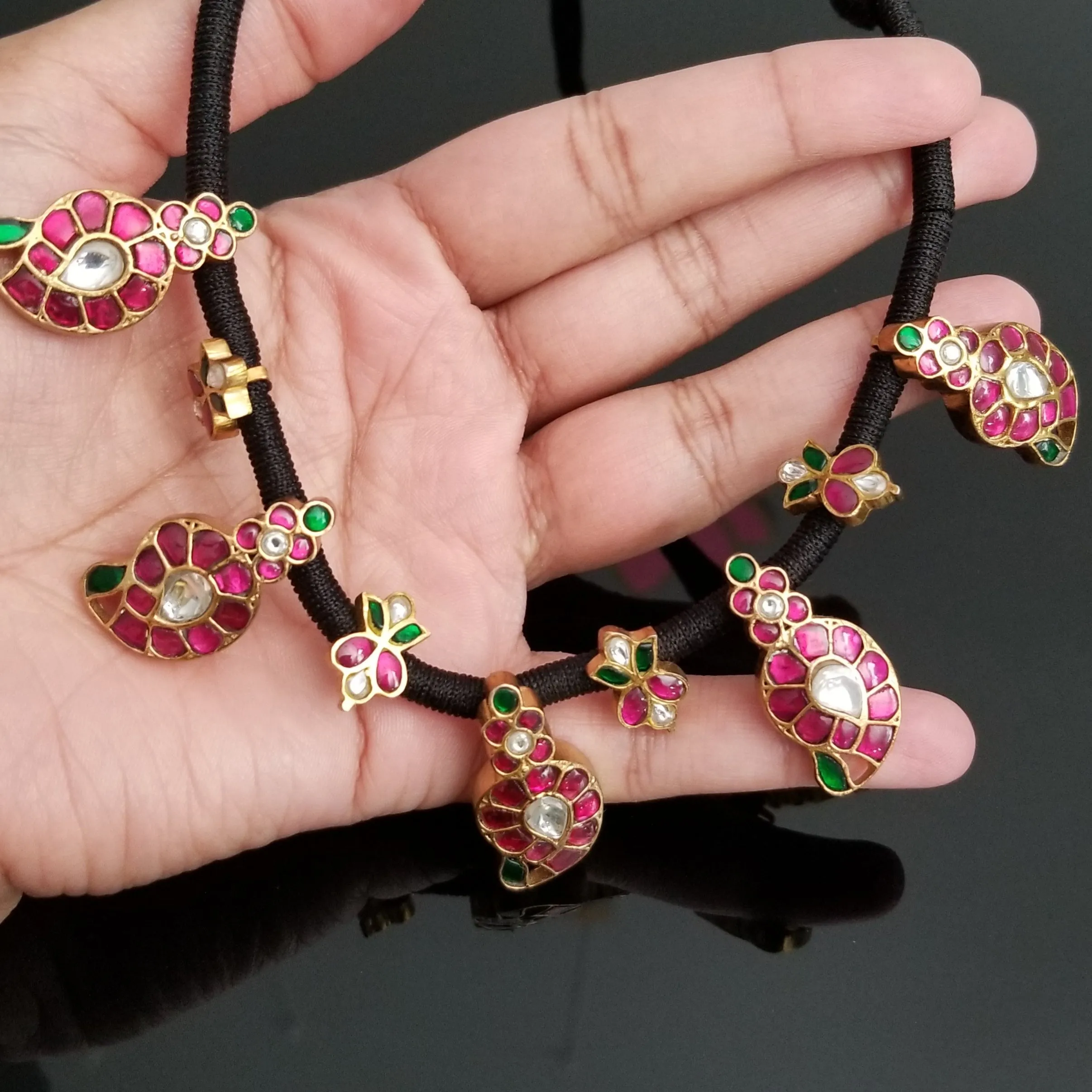 Reserved For Nagini Mandapati Hard Gold Plated Kundan Mango Thread Necklace
