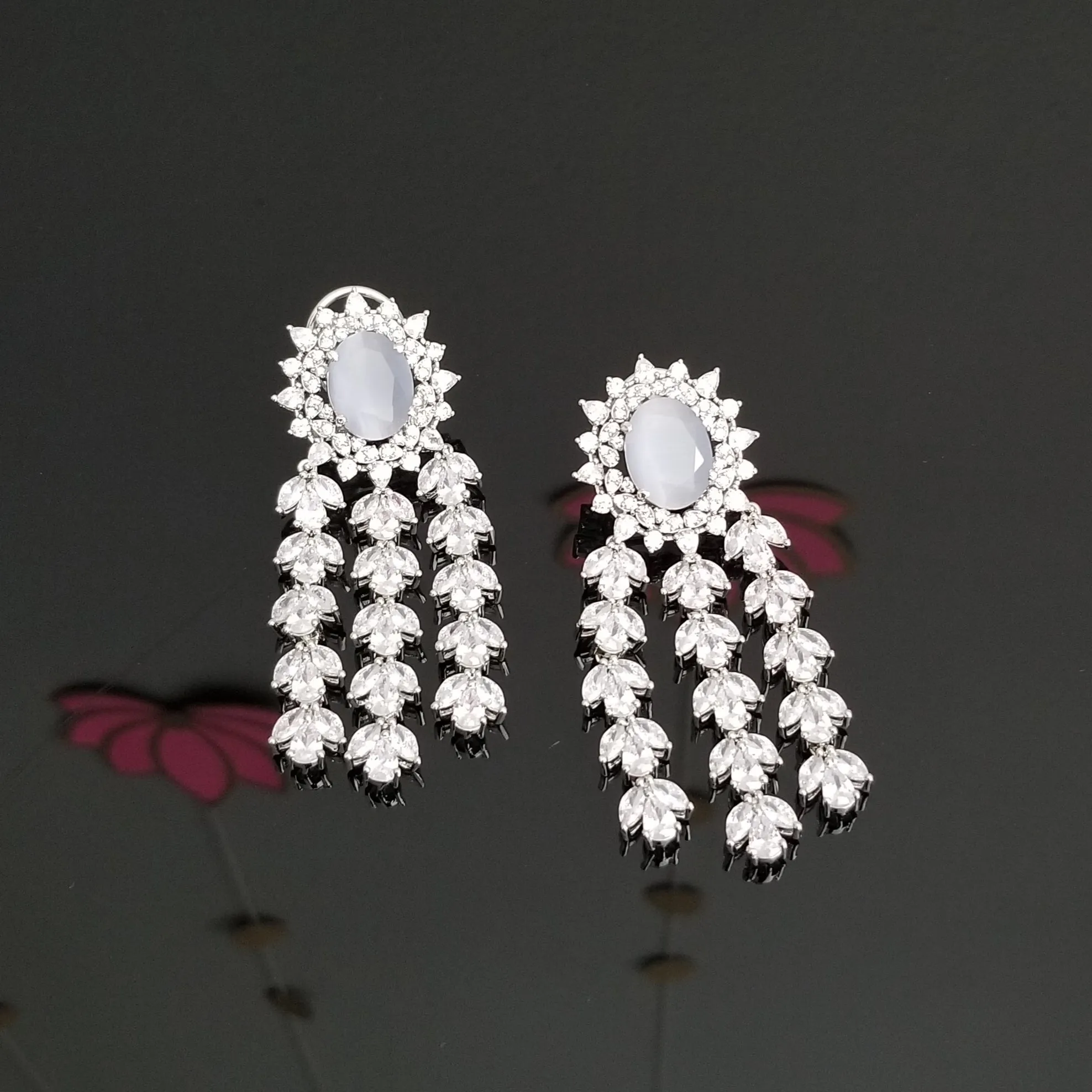 Reserved For Prathyusha Garimidi American Diamond Long Earrings ST12