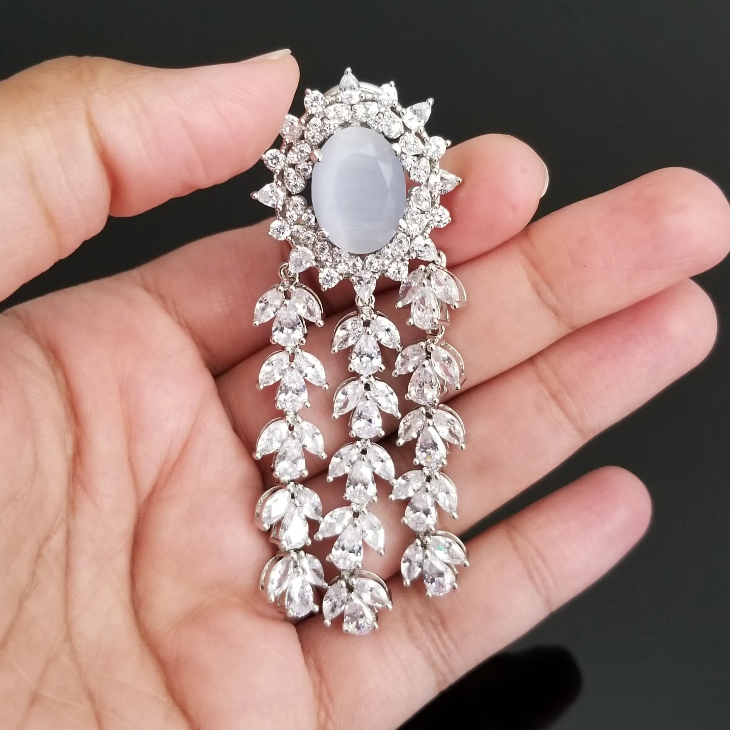 Reserved For Prathyusha Garimidi American Diamond Long Earrings ST12