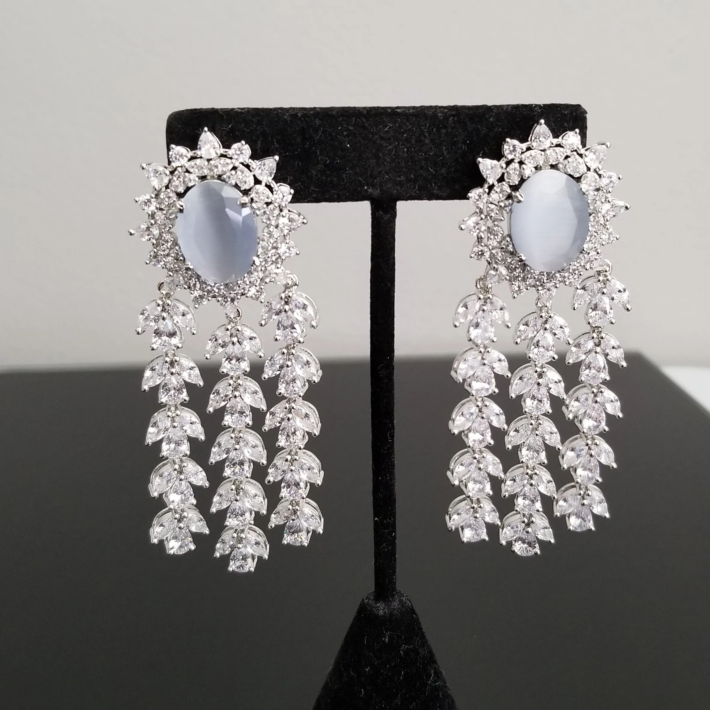 Reserved For Prathyusha Garimidi American Diamond Long Earrings ST12