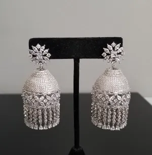 Reserved For Sahiti Chowdary Cz Jhumkis With Rhodium Plating ST11