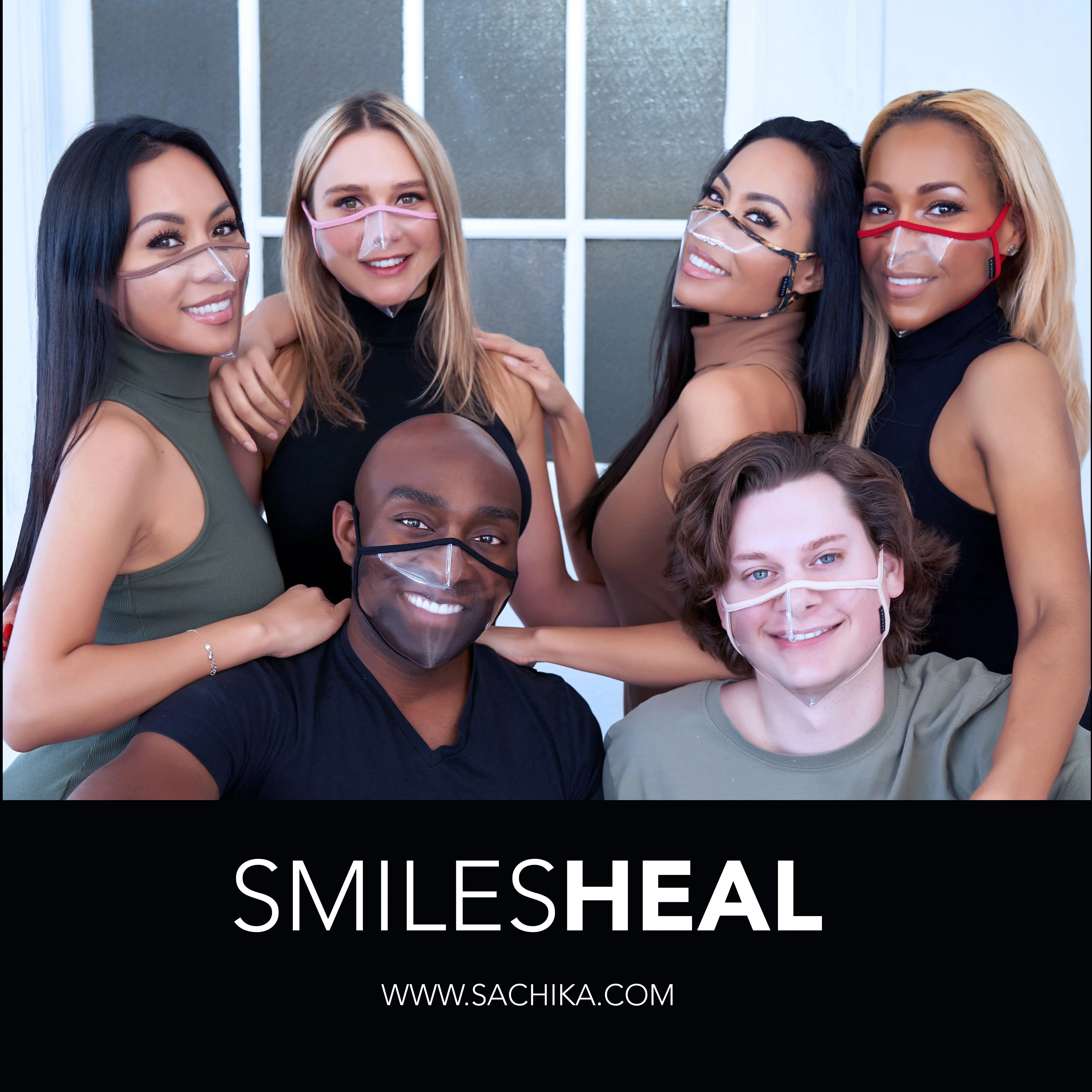 Reveal BEIGE Face Mask 100% Transparent Clear Mask by SACHIKA Made in the USA