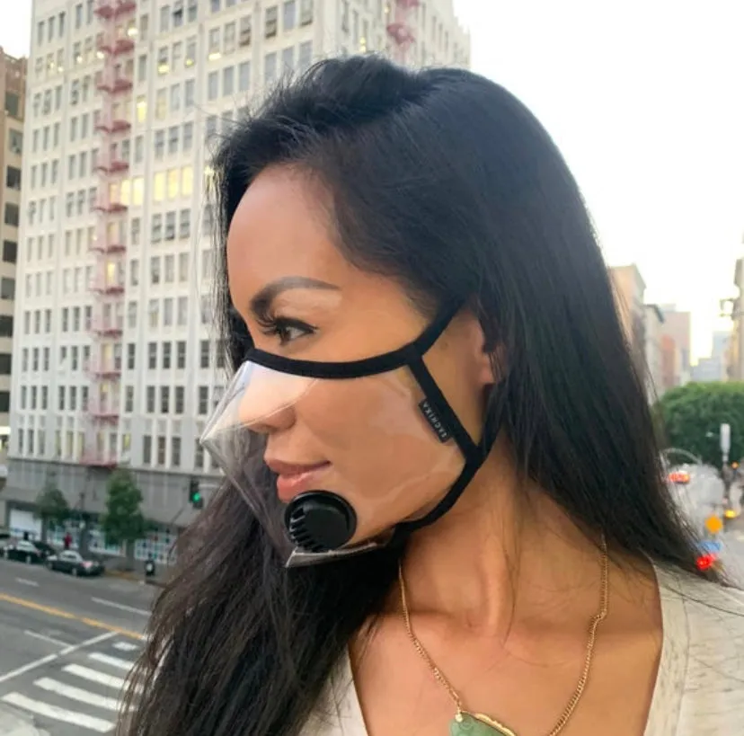 Reveal BEIGE Face Mask 100% Transparent Clear Mask by SACHIKA Made in the USA