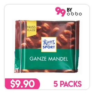 Ritter Sport Chocolate Whole Almonds - 5 Packs