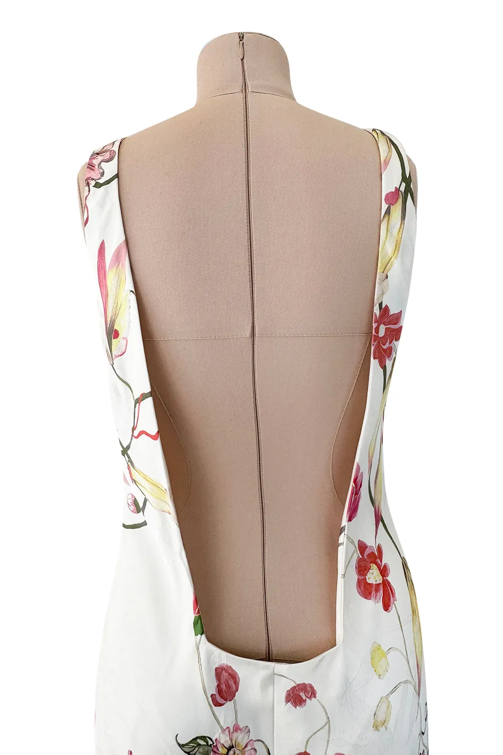 Romantic Spring 2007 Alexander McQueen Stunning Bias Cut Floral Silk Dress w Low Open Back
