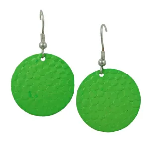 Round Apple Green Textured Disc Pierced Earring - FE403GN