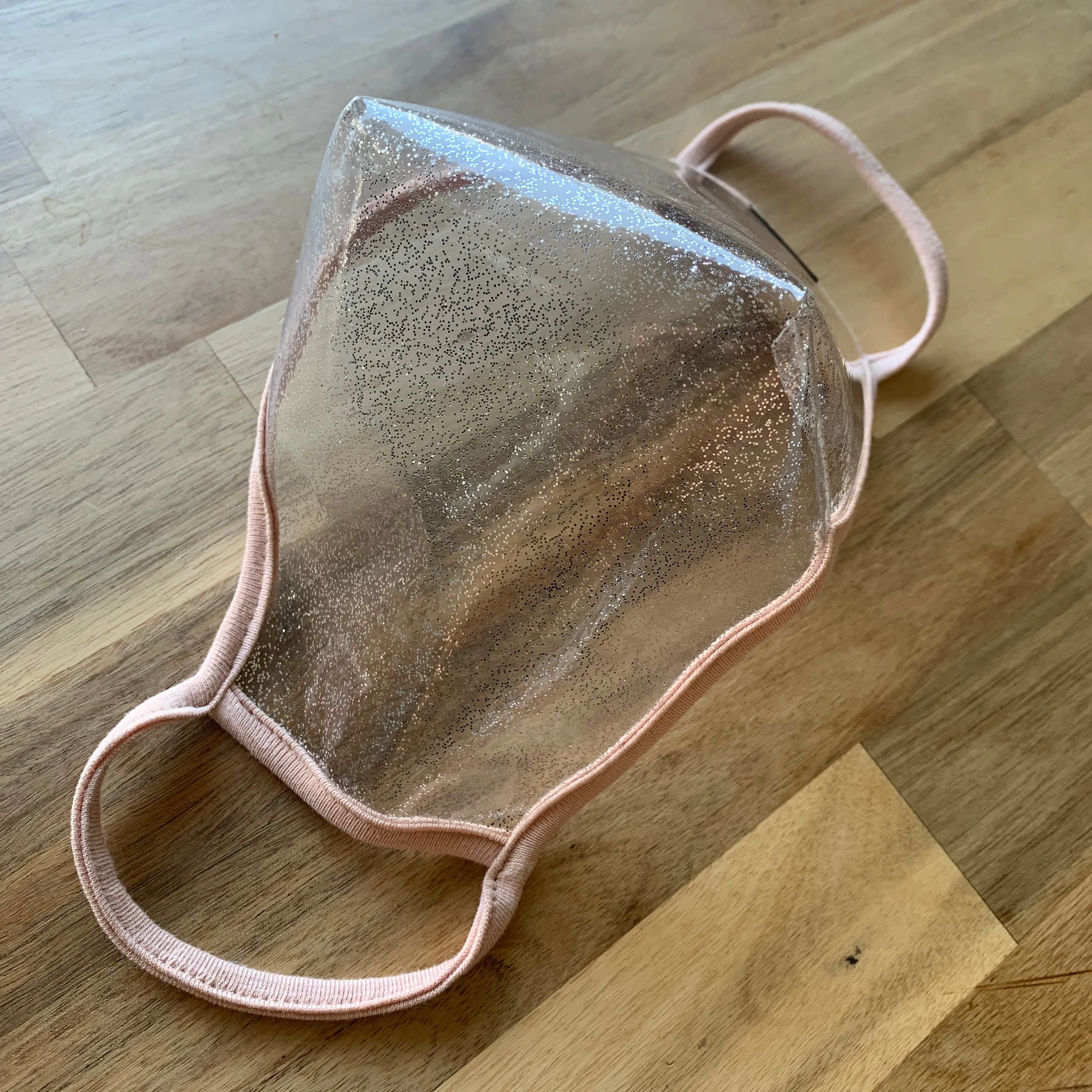 SACHIKA Transparent Sparkly Clear Face Mask with Nude Trim -USA Made