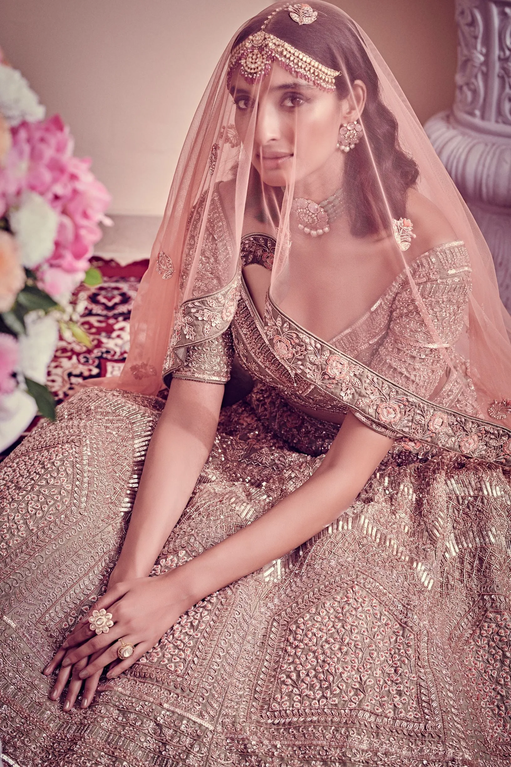 Sage Green Color Bridal Lehenga