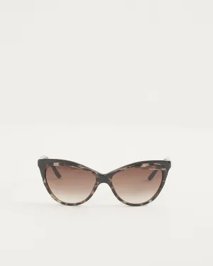 Saint Laurent Black & Brown Tortoise YSL 6358 Cat Eye Sunglasses