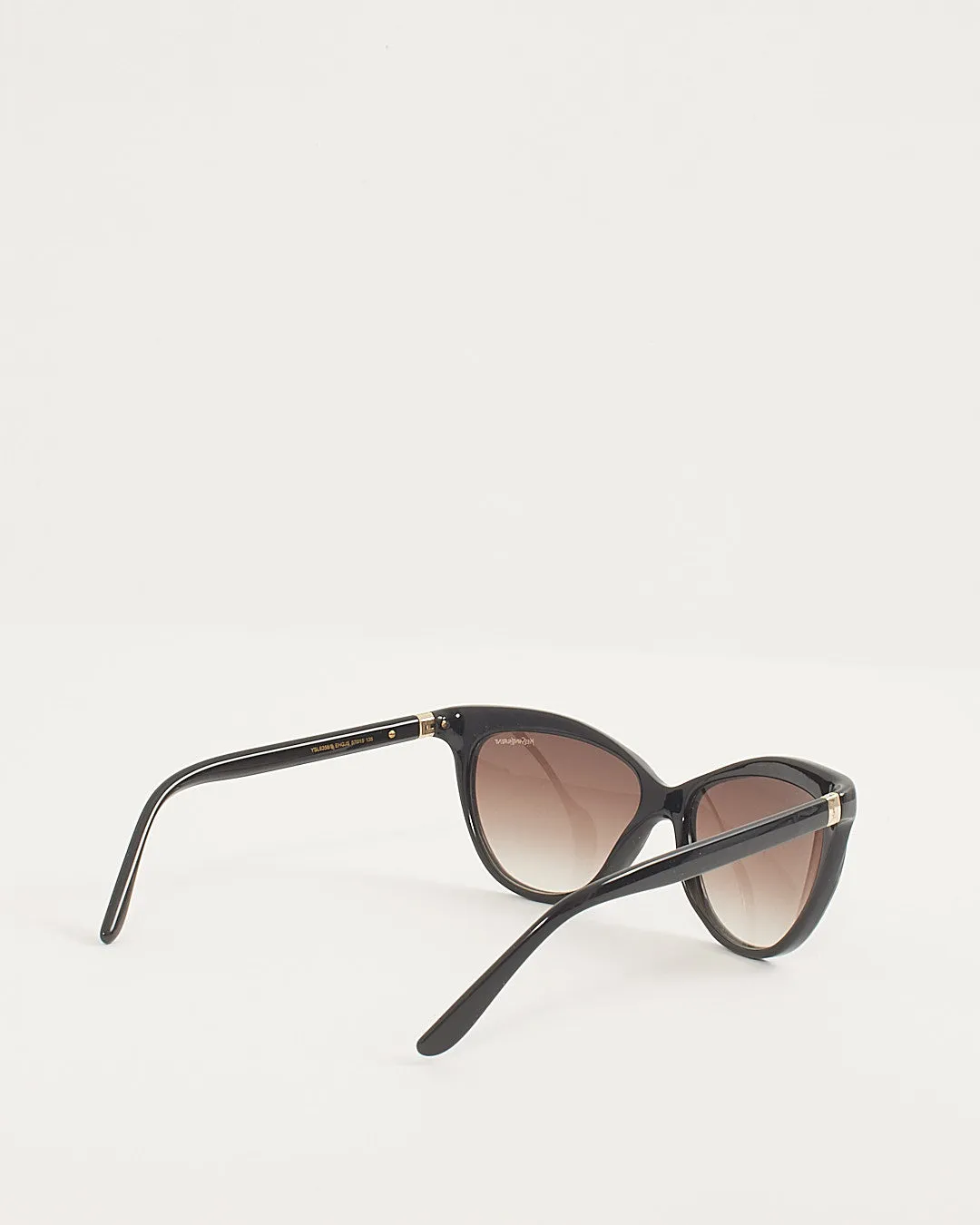 Saint Laurent Black & Brown Tortoise YSL 6358 Cat Eye Sunglasses
