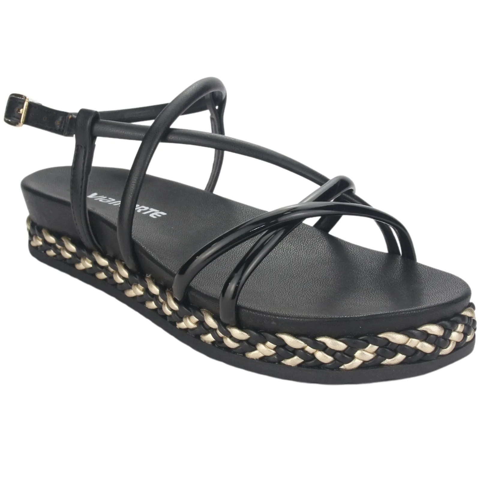 Sandalia Via Marte Mujer 23-10408 V Preto Casual