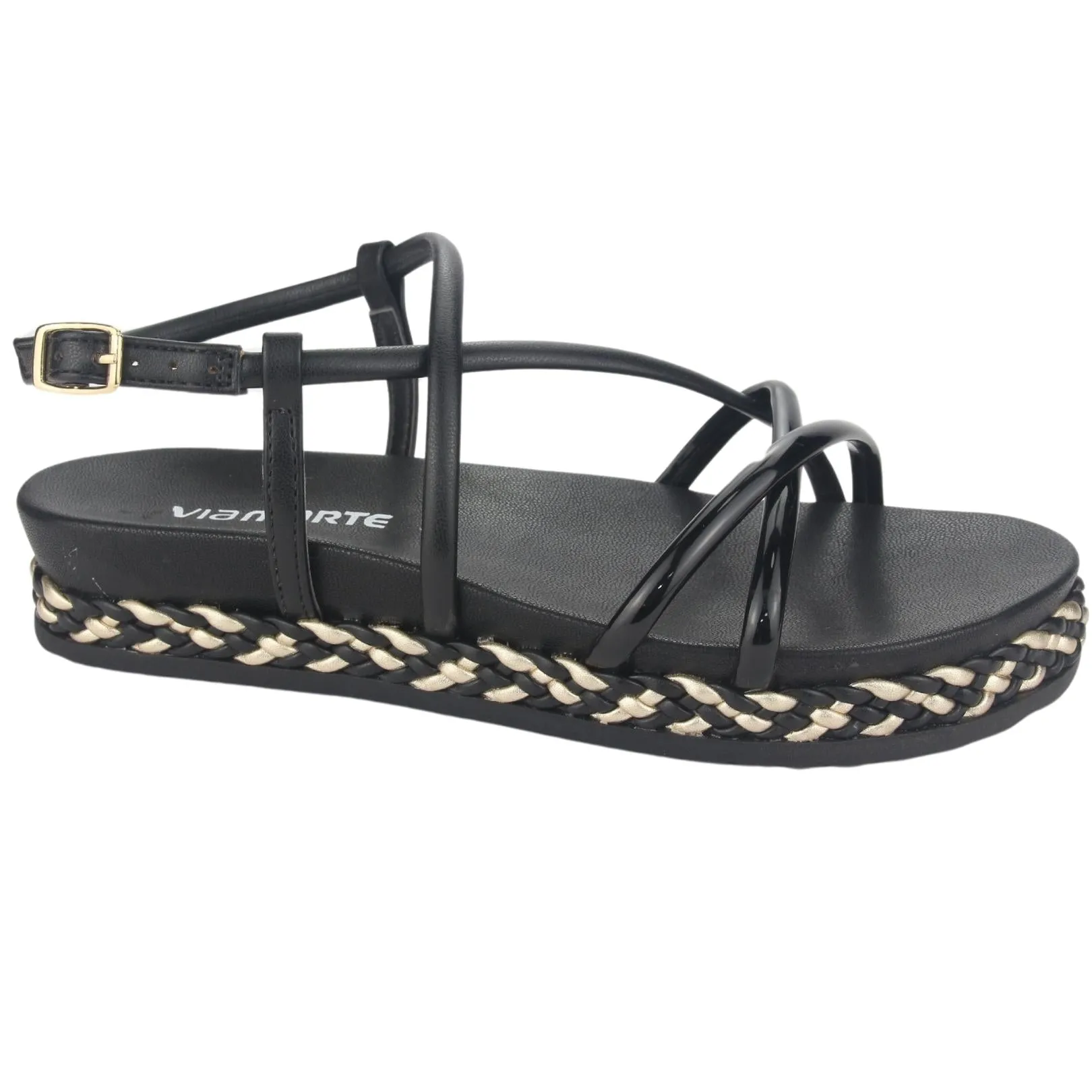 Sandalia Via Marte Mujer 23-10408 V Preto Casual