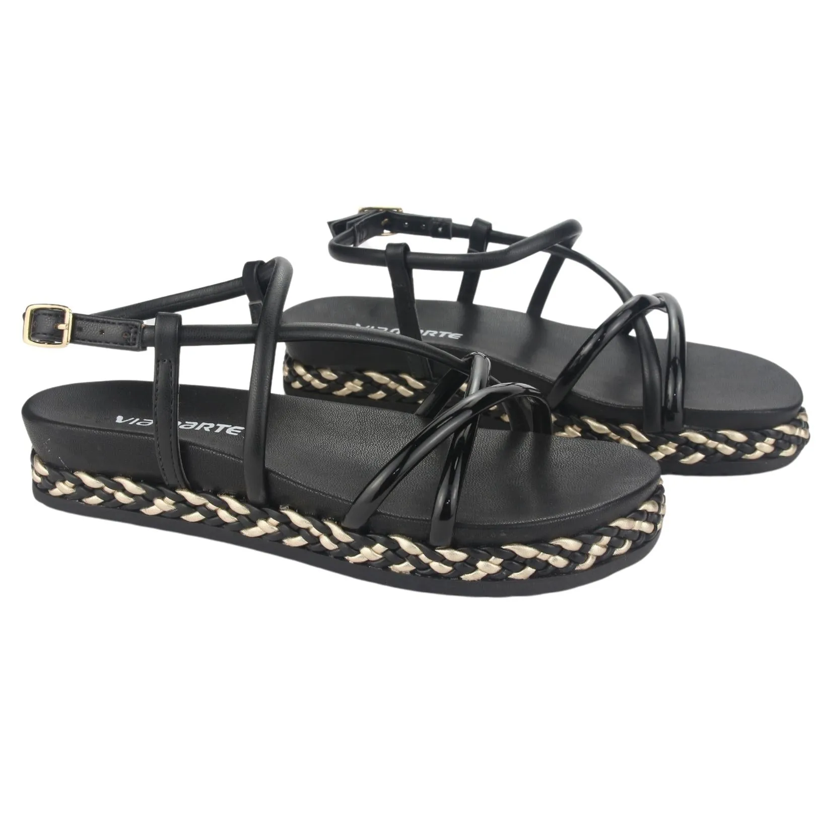 Sandalia Via Marte Mujer 23-10408 V Preto Casual