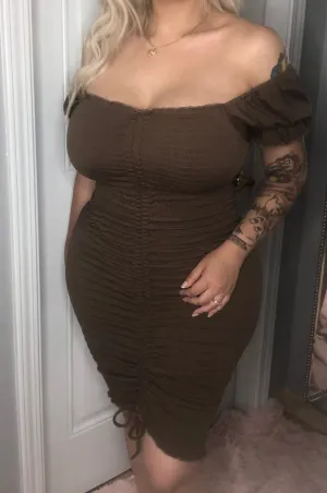 Sarah Smocked Dress(Brown)