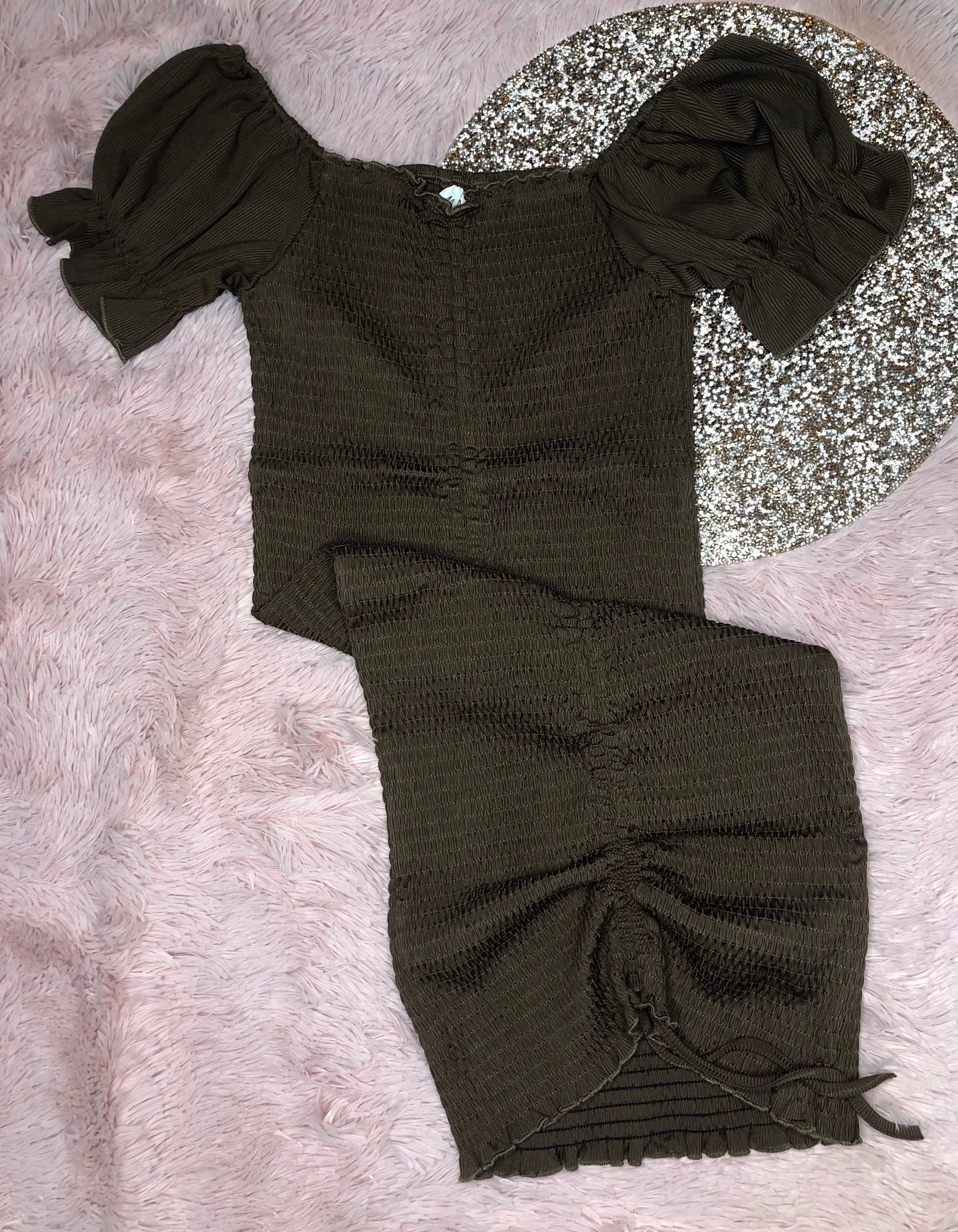 Sarah Smocked Dress(Brown)