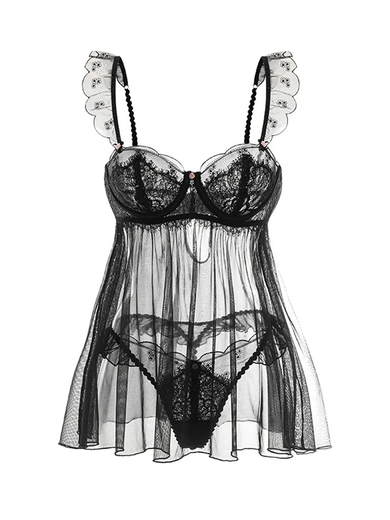 Scallop Sheer Babydoll Lingerie