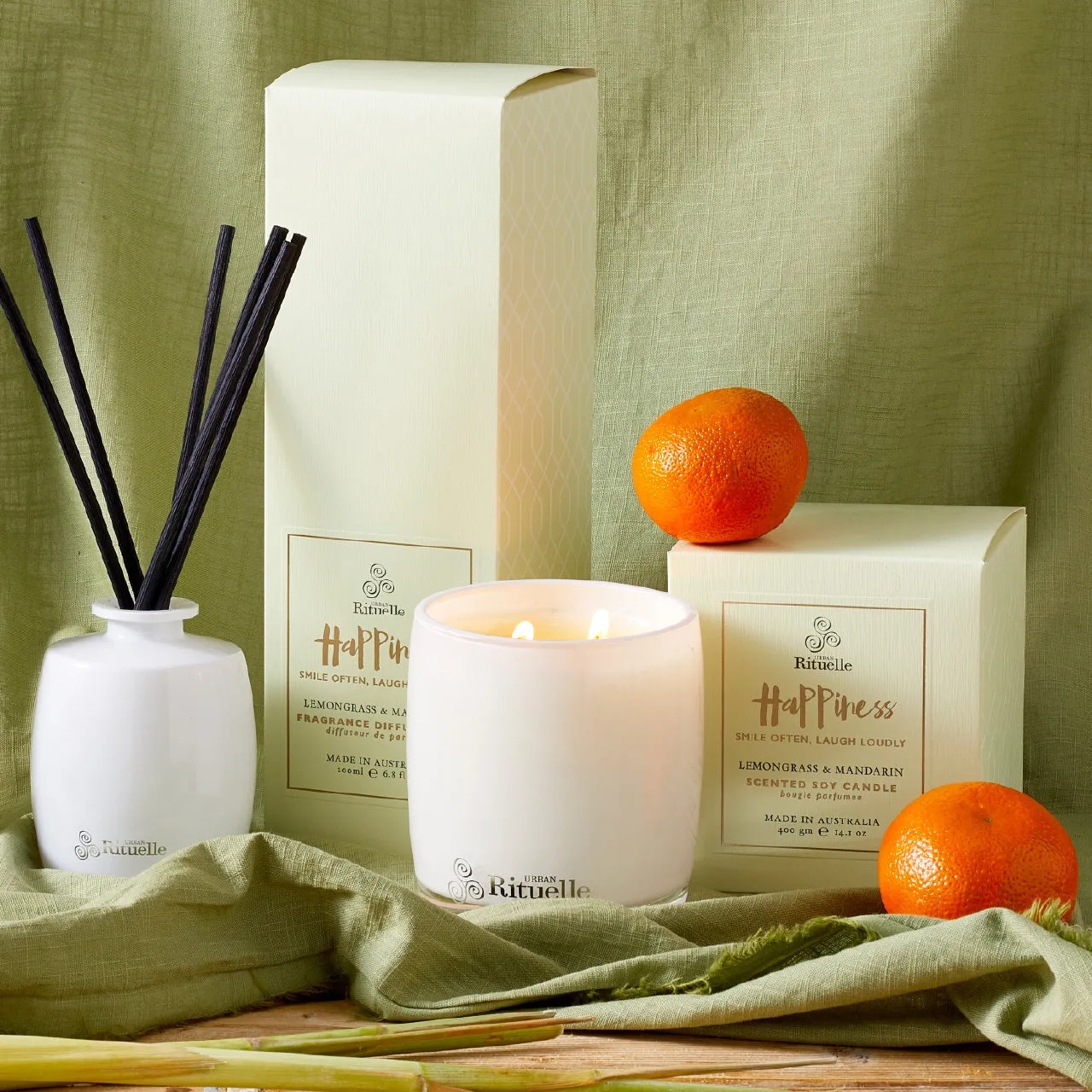 Scented Offerings Happiness • Lemongrass & Mandarin Fragrance Diffuser Set