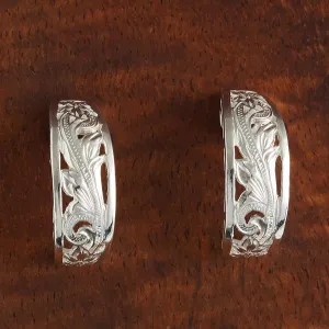 Scrolling See Through Oval Half Moon Earring (S) One Tone