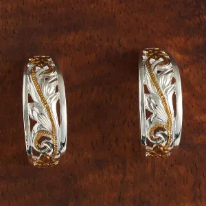 Scrolling See Through Oval Half Moon Earring (S) Two Tone