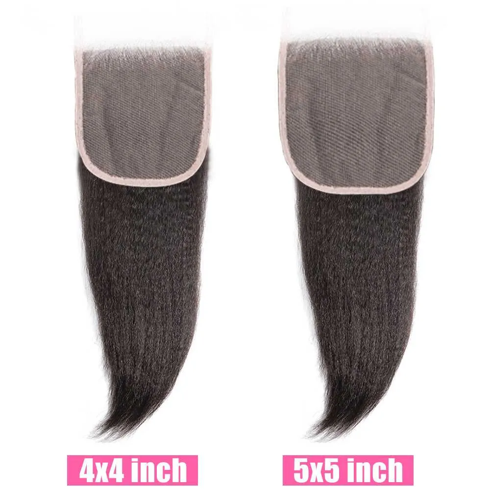 Sdamey Brazilian Kinky Straight Transparent 4x4/5x5 Lace Closure