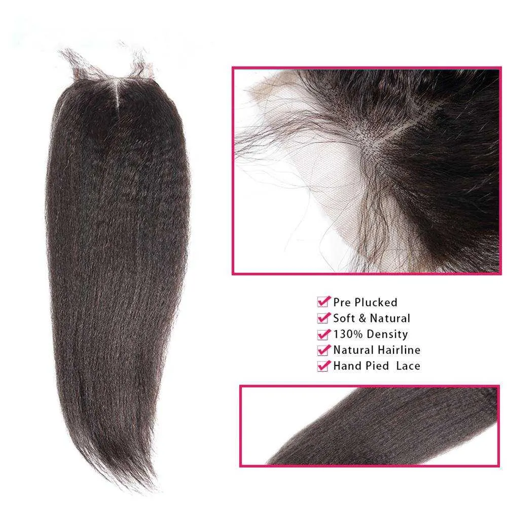 Sdamey Brazilian Kinky Straight Transparent 4x4/5x5 Lace Closure