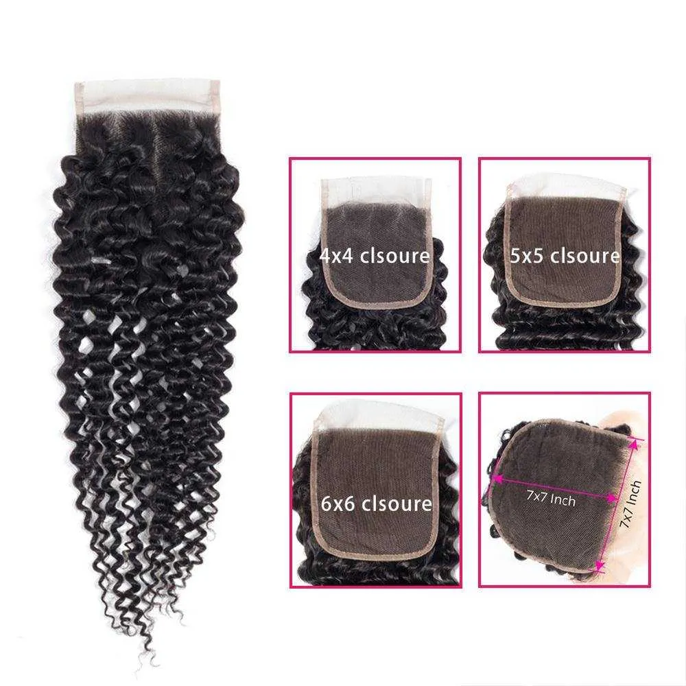 Sdamey Brazilian Water Wave Transparent 4x4/5x5 Lace Closure