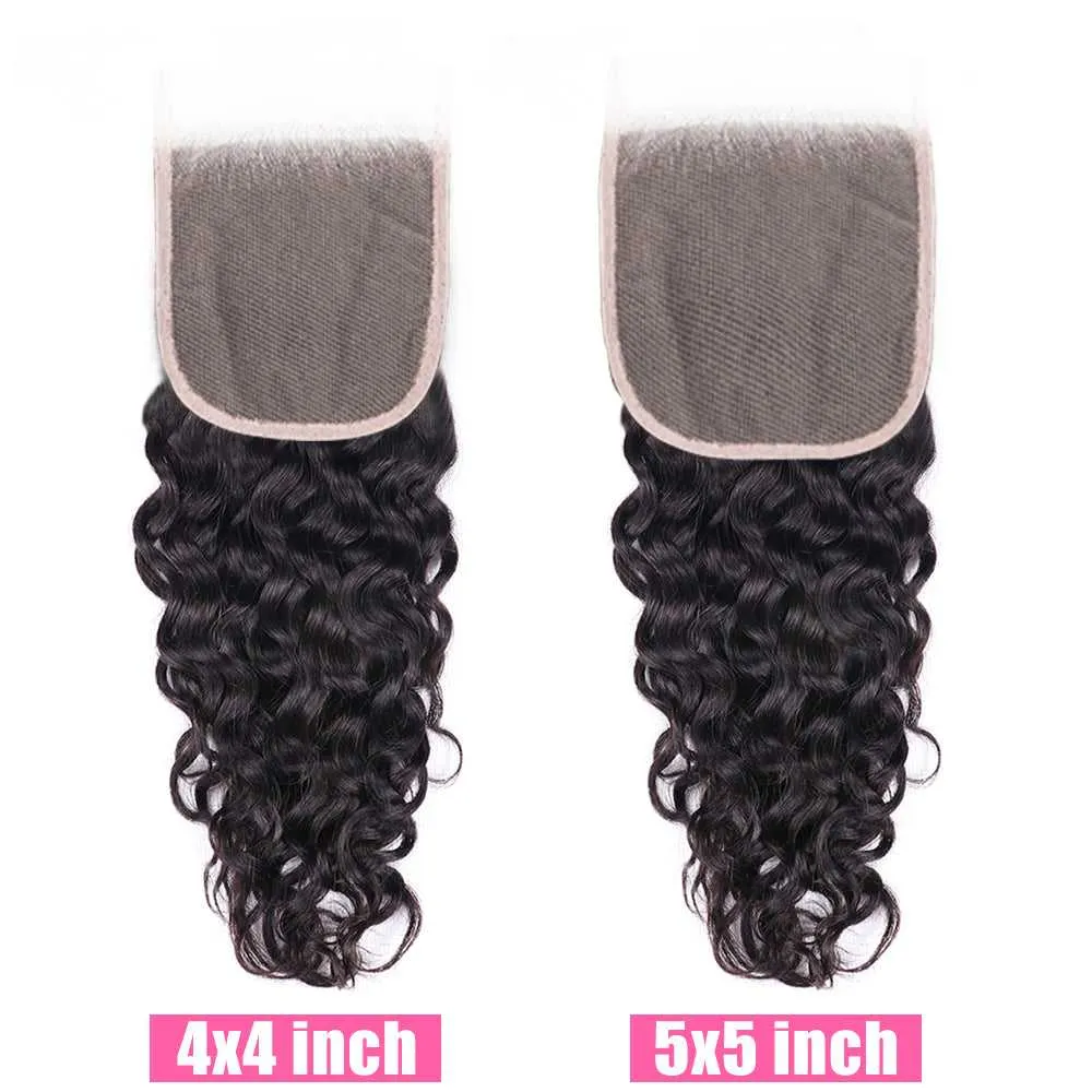 Sdamey Brazilian Water Wave Transparent 4x4/5x5 Lace Closure