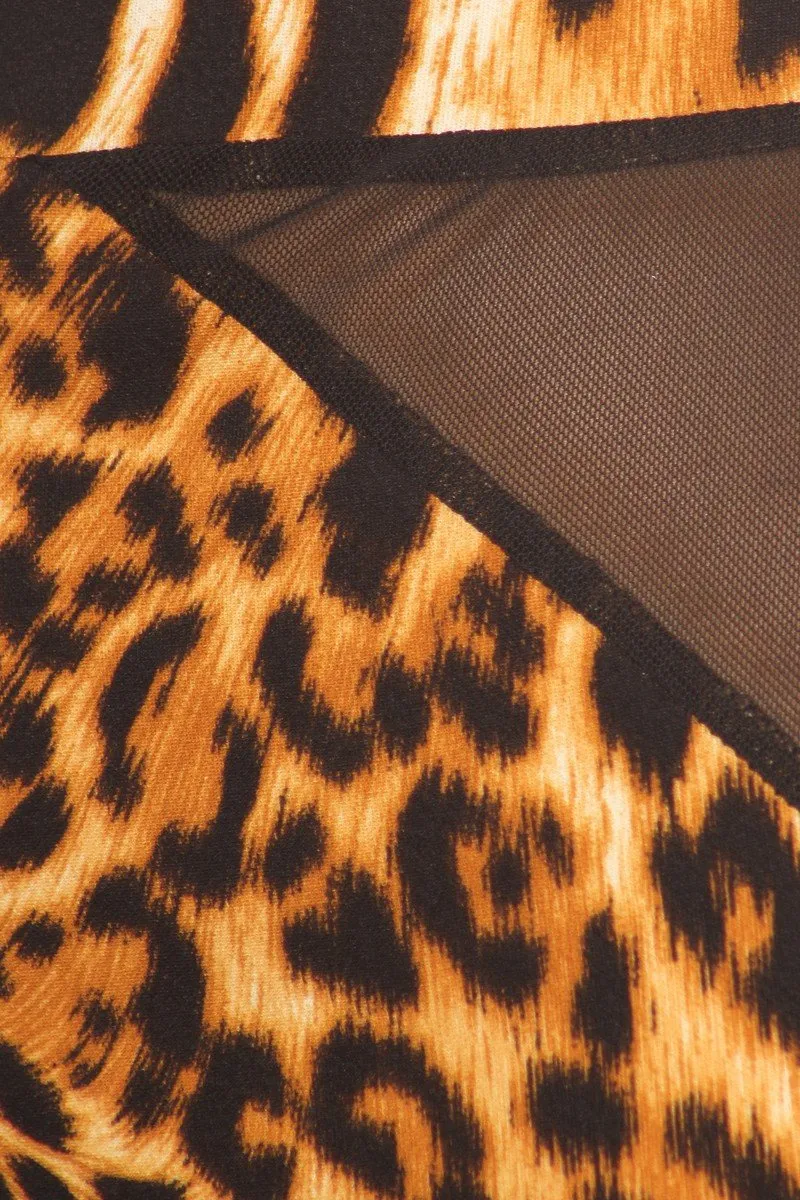 See Through Cut Out Cheetah Plus Size Dress