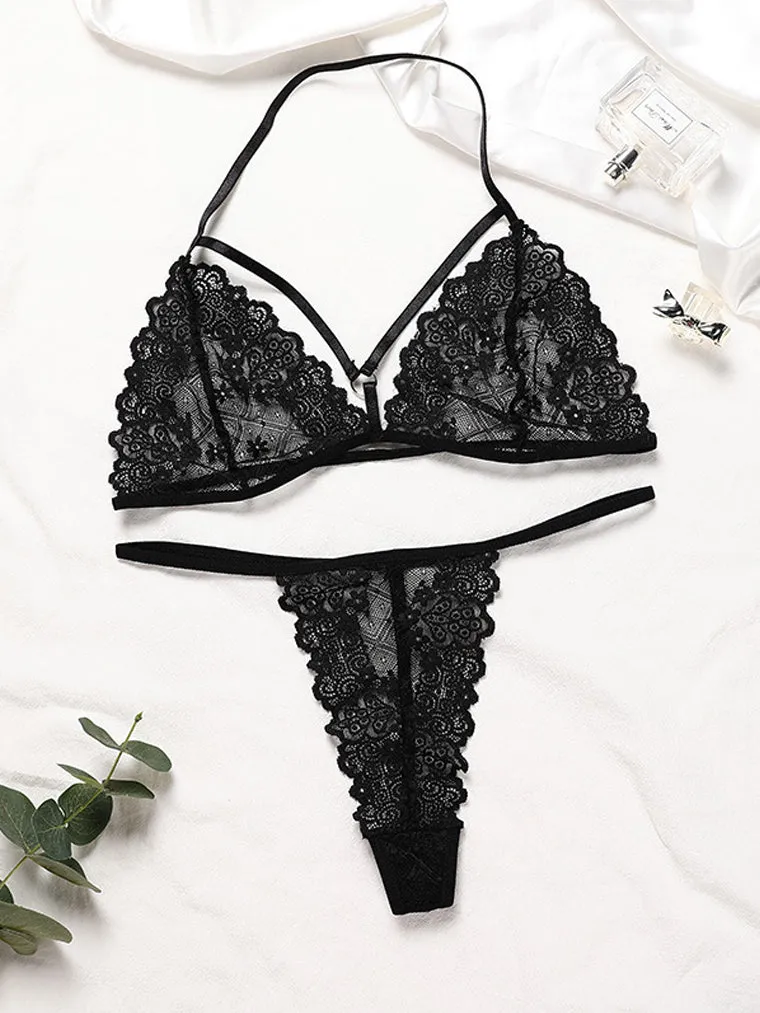 See Through Lace Lingerie Set