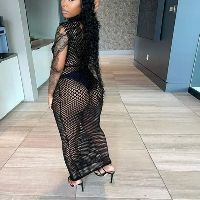 See Through Sleeveless Backless Strap Dress