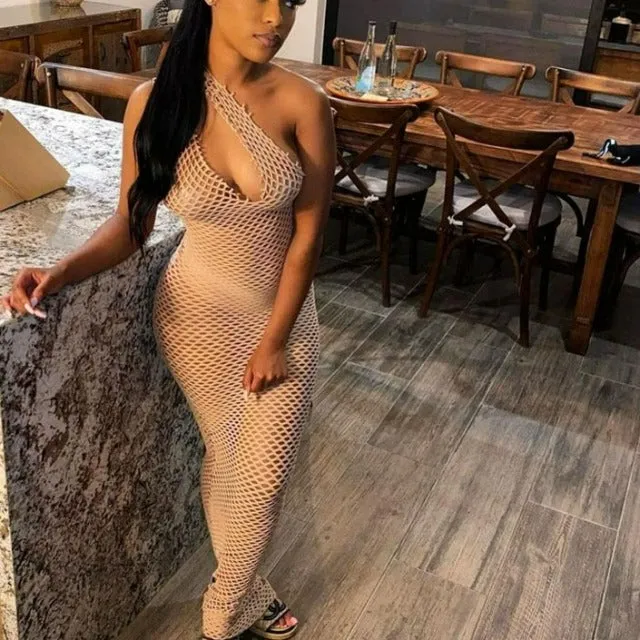 See Through Sleeveless Backless Strap Dress