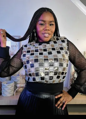 Sequin Semi-Crop Top