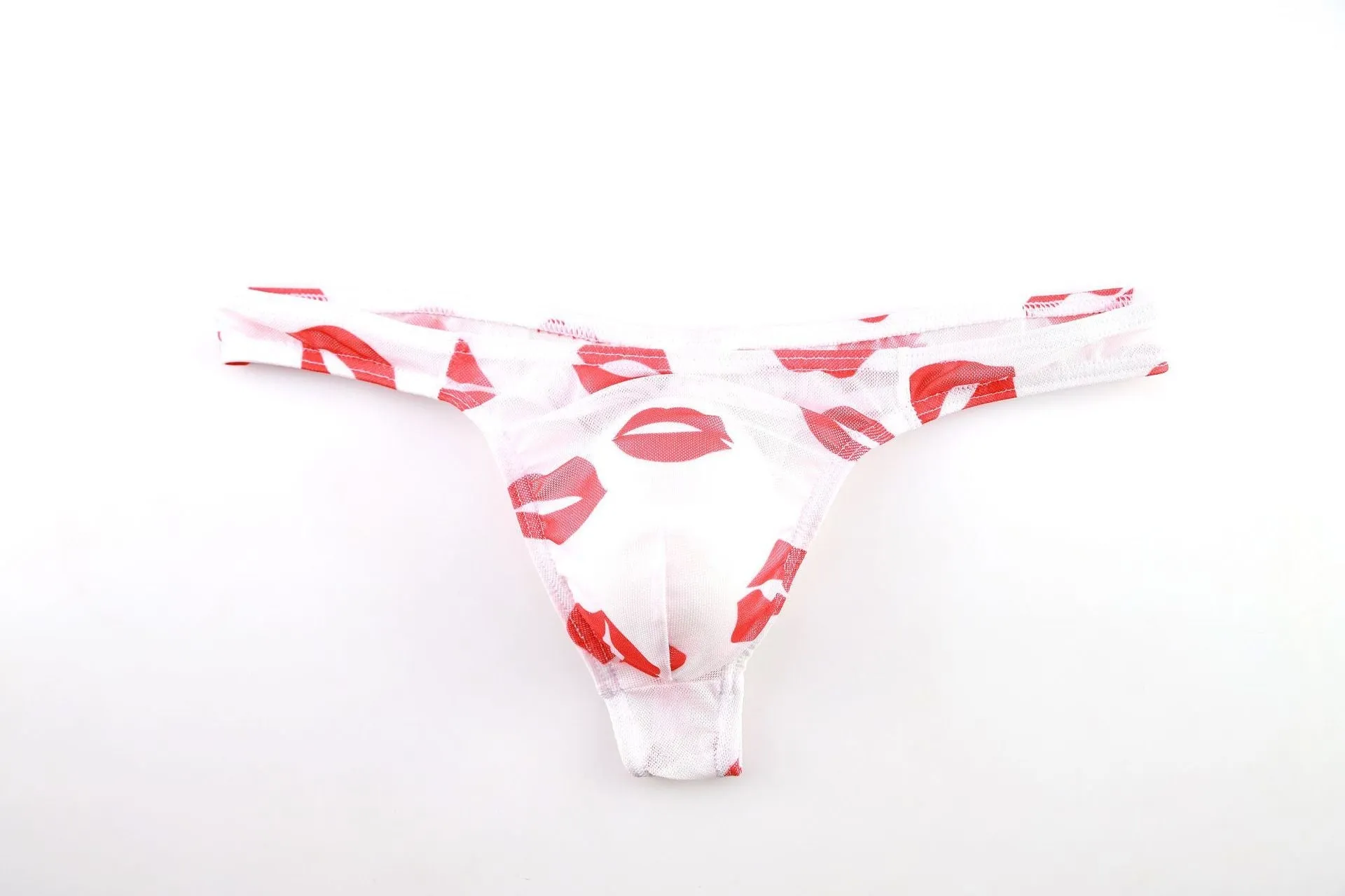 Sexy Lips Printed See-Through Thongs for Men (6-Pack ) JEWYEE 21XK-25