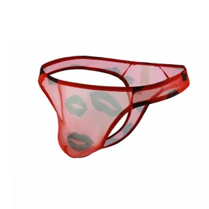 Sexy Lips Printed See-Through Thongs for Men (6-Pack ) JEWYEE 21XK-25