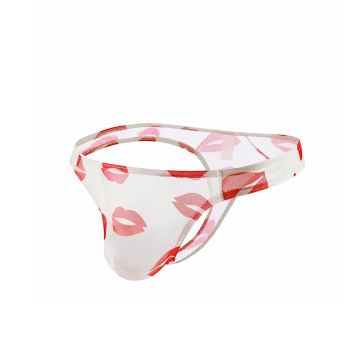 Sexy Lips Printed See-Through Thongs for Men (6-Pack ) JEWYEE 21XK-25
