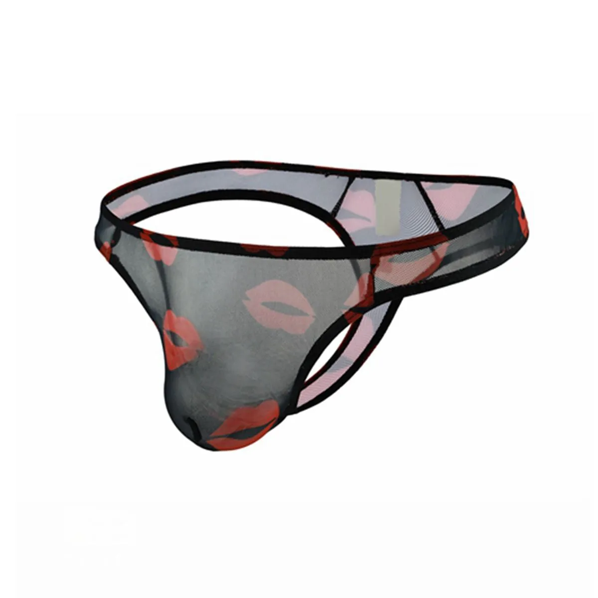 Sexy Lips Printed See-Through Thongs for Men (6-Pack ) JEWYEE 21XK-25