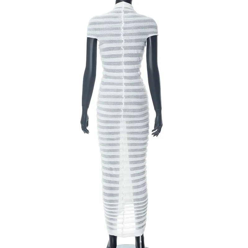 Sexy See Through Knitted Long Dresses