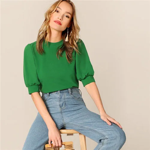 SHEIN Ladies Casual Green  Blouse