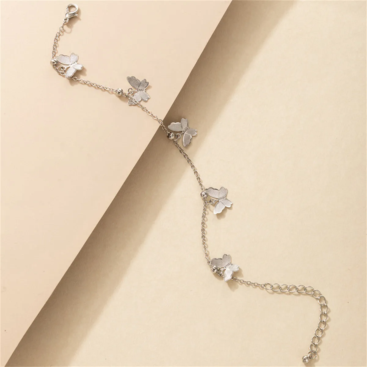Silver-Plated Butterfly Station Anklet