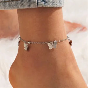 Silver-Plated Butterfly Station Anklet