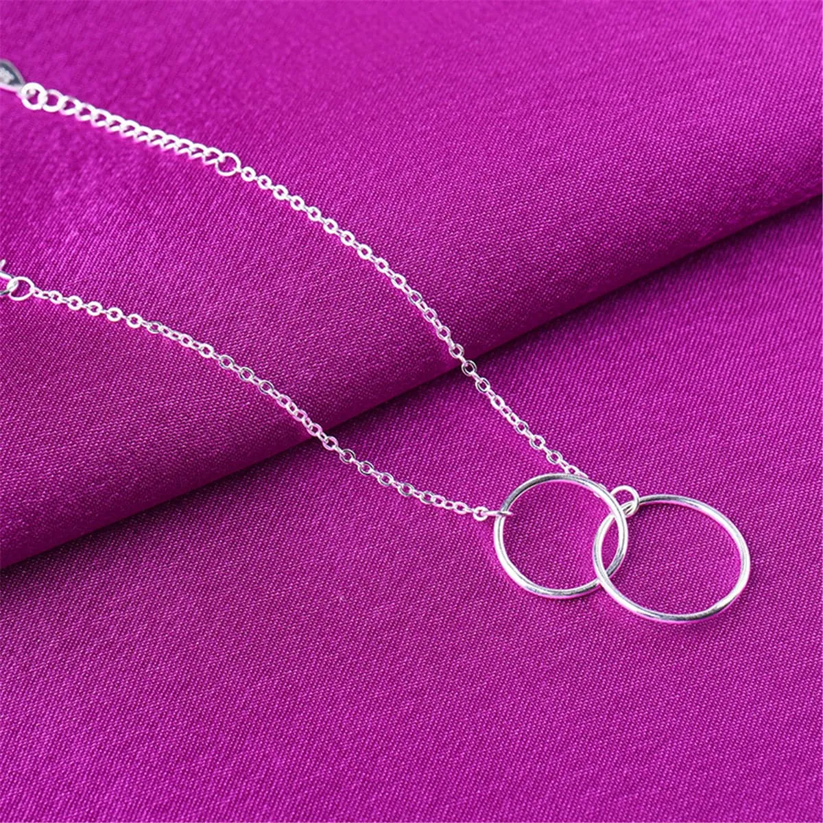 Silver-Plated Interlocked Circle Anklet