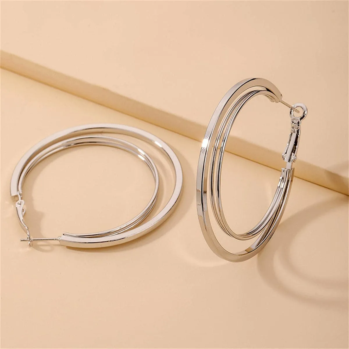 Silver-Plated Layered Hoop Earrings