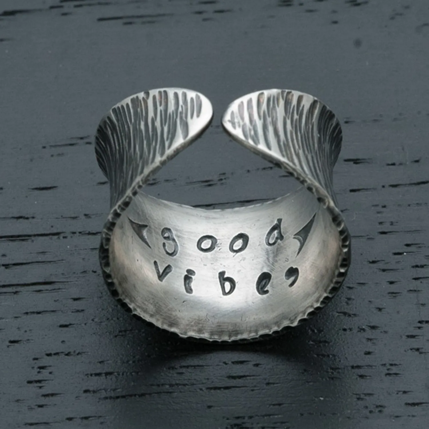 Silver Ring Cuff Personalized Message Ring