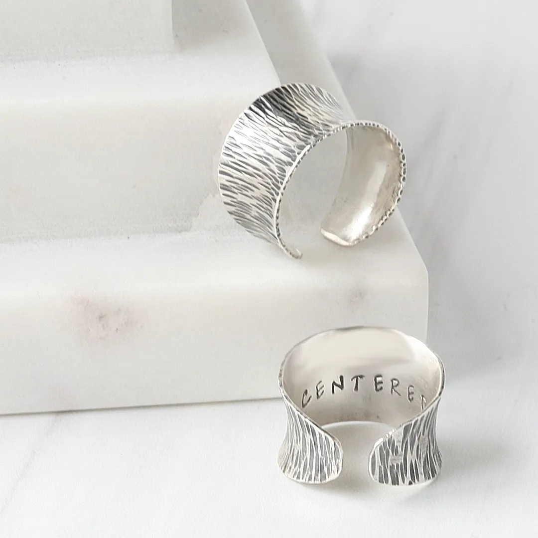 Silver Ring Cuff Personalized Message Ring
